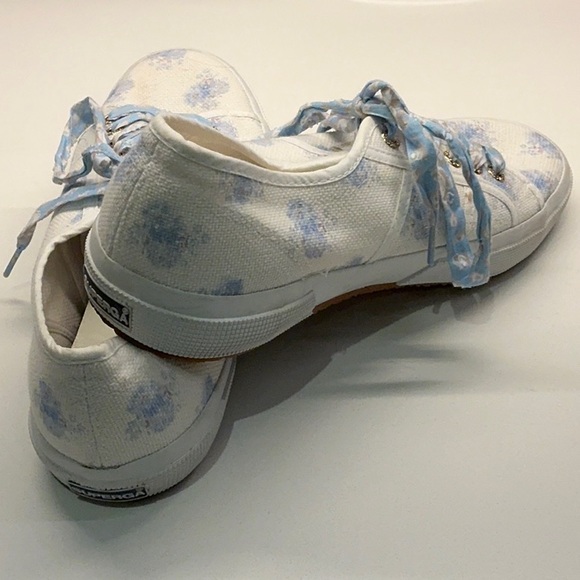 SUPERGA x LOVE SHACK FANCY Blue White Low Profile Floral Print Sneakers EU 41 - Picture 5 of 10